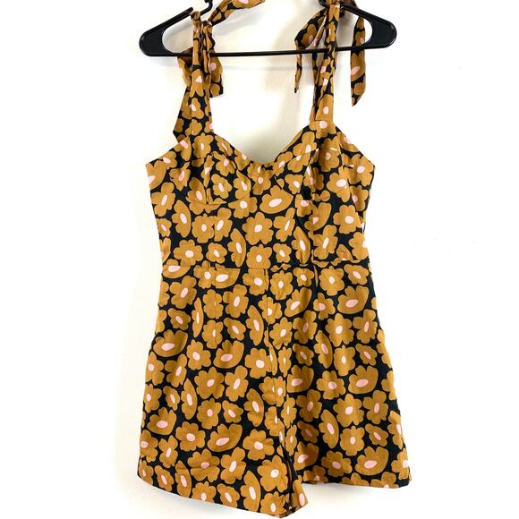 Anthropologie Hutch Daisy Floral Print Corset Playsuit Romper Orange Motif 4 - Picture 5 of 9